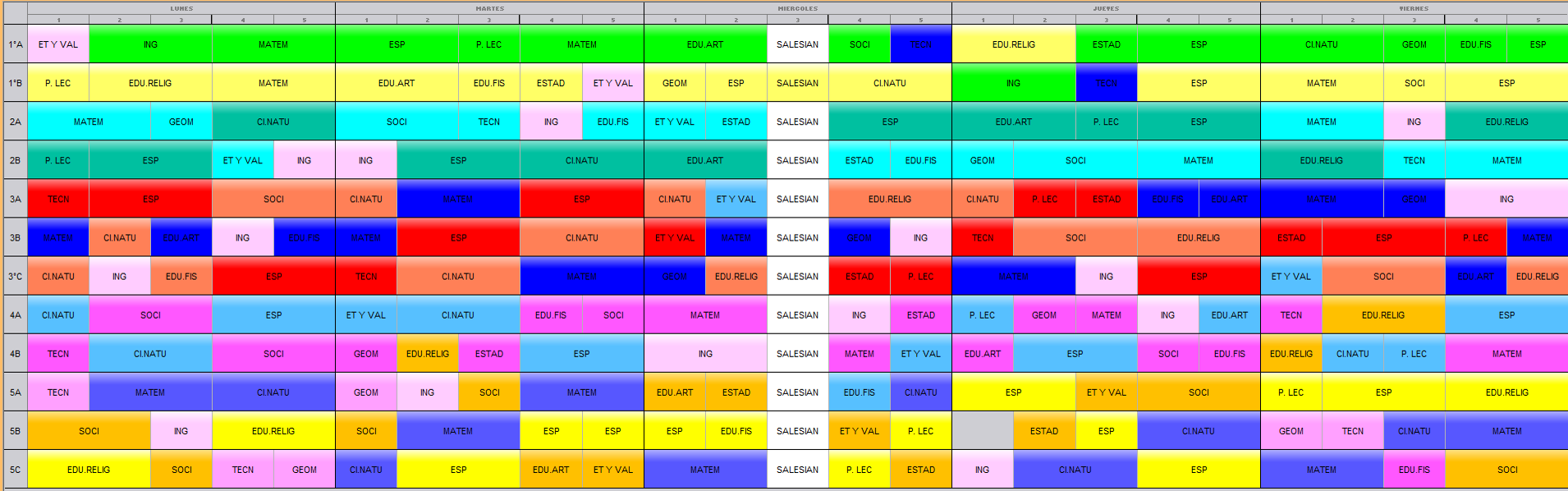 horario primaria